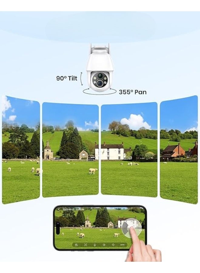 جهاز خارجي لاسلكي يعمل بالطاقة الشمسية بدقة 2K/3 ميجابكسل مع دوران 360 درجة، يعمل بالبطارية، صوت ثنائي الاتجاه وشاشة ملونة - Image 3