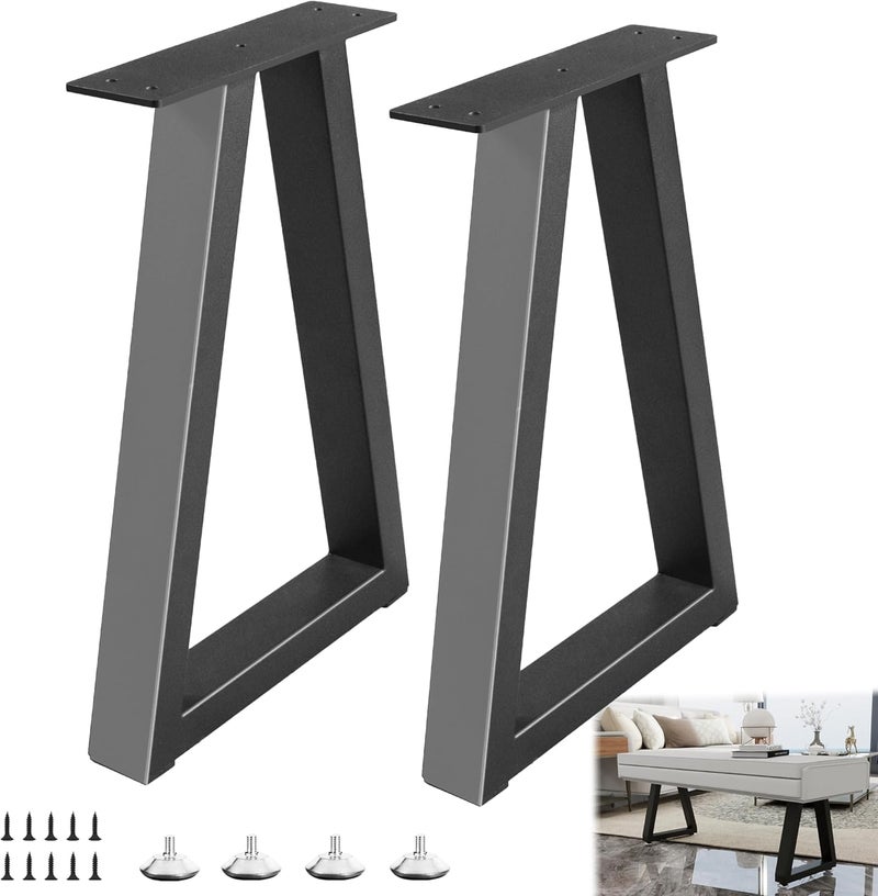 YCFHFC 18” Metal Table Legs, Trapezoid Bench Legs, Heavy Duty Metal Desk Chair Dining & Coffee Table Feets, DIY Furniture Feets (H18” x W12.3”) - Image 1