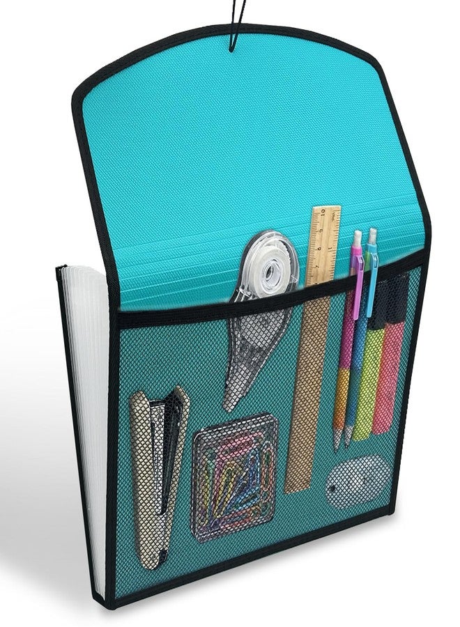 H4D 13-Pocket Accordion File Organizer with Mesh Pocket, Expanding File Folder with Tabs, Expandable Document Organizer for Home Office School, Letter Size, Teal - Image 3