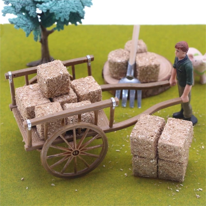 mini hay Bales 20/60pcs Mini Natural Square Round Hay Bale Straw Blocks Dollhouse Farm Garden Party Photo Prop(02,20pcs) - Image 5