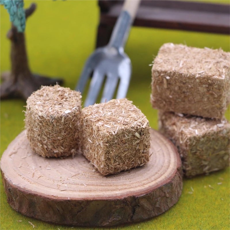 mini hay Bales 20/60pcs Mini Natural Square Round Hay Bale Straw Blocks Dollhouse Farm Garden Party Photo Prop(02,20pcs) - Image 4