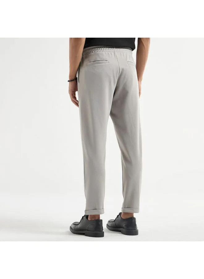 FAV Textured Regular Fit Pants with Flexi Waist and Pockets