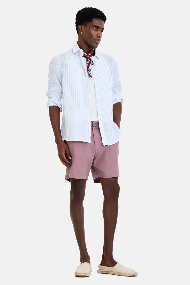 سنيتش Mauve Solid Relaxed Casual Shorts