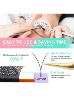 NAGARAKU NAGARAKU YY Eyelash Extensions Supplies Y Lash 4D Easy Fan Russian Volume Crisscross YY Eyelashes Handwoven Y Shaped Mesh Wispy Clusters 12 Rows Pre Fanned Eye Lashes Black - 0.07mm D Curl 8-15mm Mix  - Image 3
