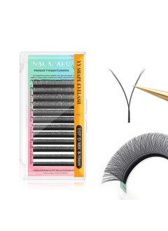 NAGARAKU NAGARAKU YY Eyelash Extensions Supplies Y Lash 4D Easy Fan Russian Volume Crisscross YY Eyelashes Handwoven Y Shaped Mesh Wispy Clusters 12 Rows Pre Fanned Eye Lashes Black - 0.07mm D Curl 8-15mm Mix  - Image 1