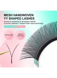 NAGARAKU NAGARAKU YY Eyelash Extensions Supplies Y Lash 4D Easy Fan Russian Volume Crisscross YY Eyelashes Handwoven Y Shaped Mesh Wispy Clusters 12 Rows Pre Fanned Eye Lashes Black - 0.07mm D Curl 8-15mm Mix  - Image 2