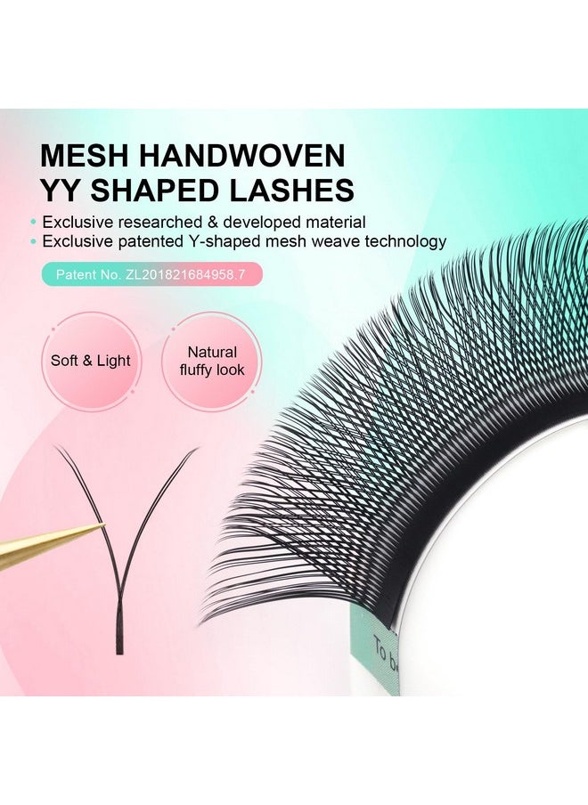NAGARAKU - NAGARAKU YY Eyelash Extensions Supplies Y Lash 4D Easy Fan Russian Volume Crisscross YY Eyelashes Handwoven Y Shaped Mesh Wispy Clusters 12 Rows Pre Fanned Eye Lashes Black - 0.07mm D Curl 8-15mm Mix - Image 1