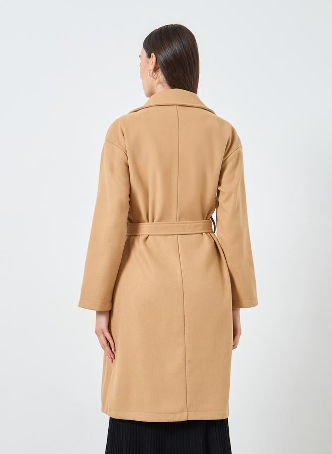 Take Two Mustard Regular Fit Wool Like Midi Coat - Image 5