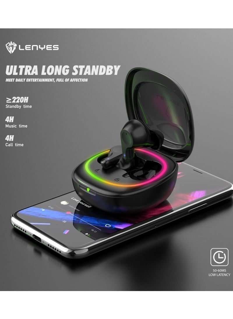 Lenyes - Air 53 True Wireless Earbuds Headphones Deep Powerful Bass IPX4 Gaming TWS Earphone RGB Light Wireless Bluetooth Earbuds 5.3 Headset - Image 1
