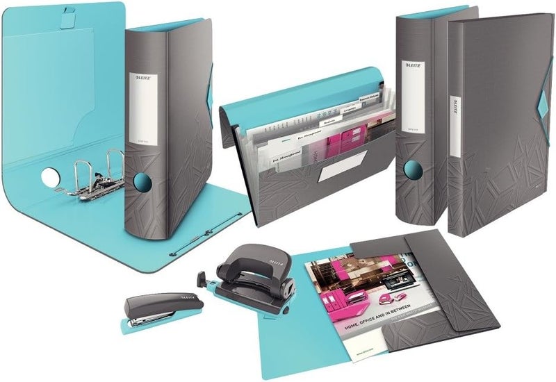 LEITZ Urban Chic Set Mini Stapler And Hole Punch, Staple Or Punch 10 Sheets, Dark Gray - Image 2