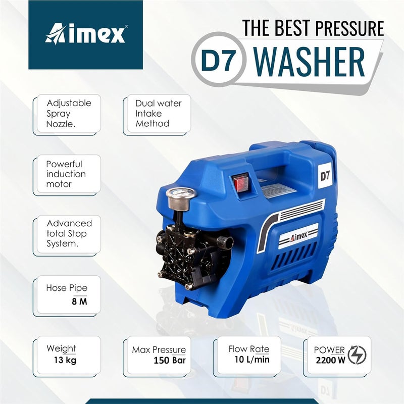 Aimex Aimex High Pressure Washer with Induction Motor 2200 Watts with 1L Foam Cannon D7 Combo  - Image 2