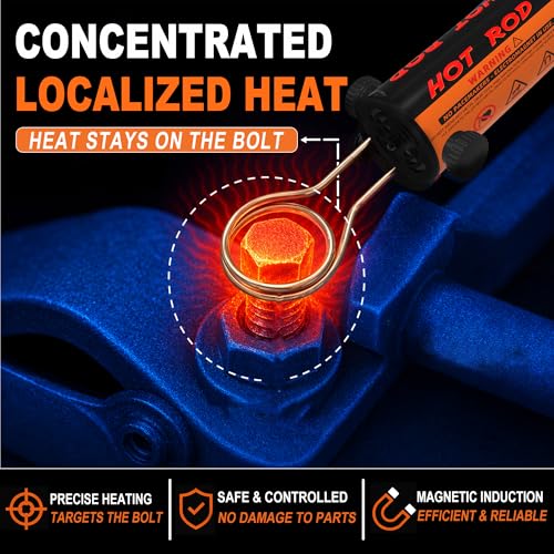 Solary Magnetic Induction Heater Bolt Removal, 1200W 110V Heat Induction Tool for Rusty Bolts & Frozen Nuts, Nut Buster Tool with 8 Coils & Case - Image 4