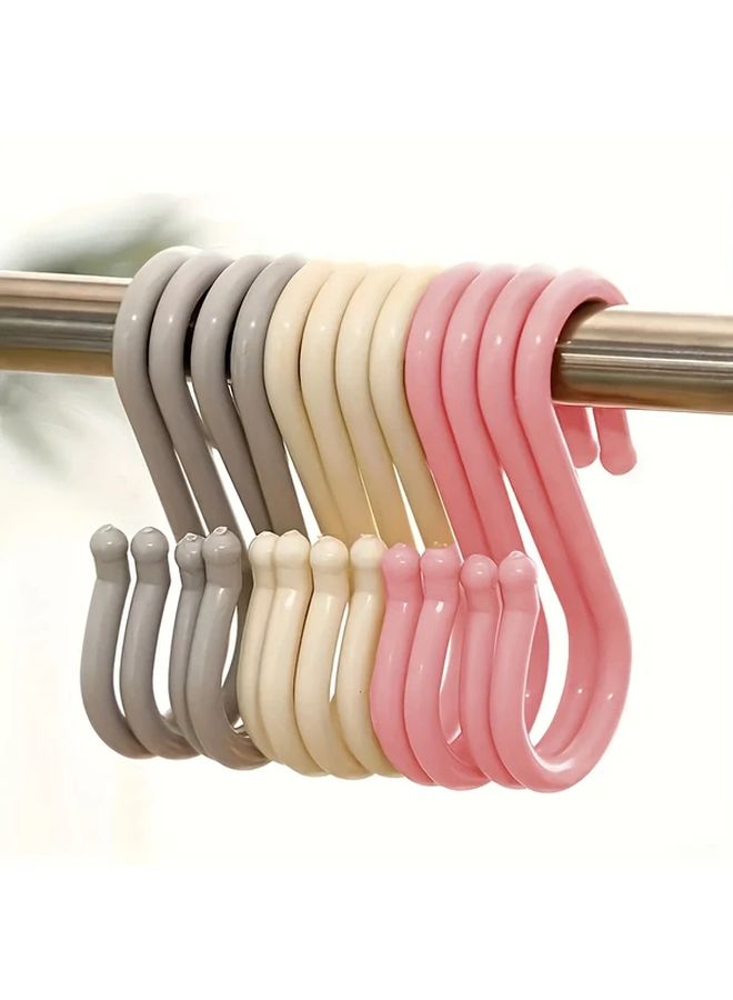 White S Hooks 8pcs Easy Install Multi Purpose Plastic Hangers For Bags Towels Kitchen Bathroom - Image 1