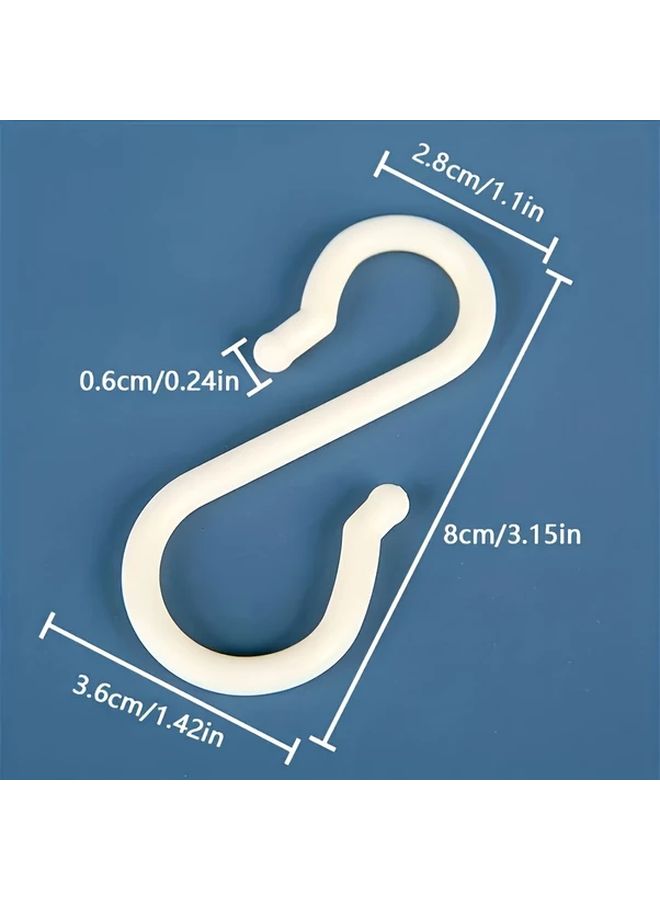 White S Hooks 8pcs Easy Install Multi Purpose Plastic Hangers For Bags Towels Kitchen Bathroom - Image 3