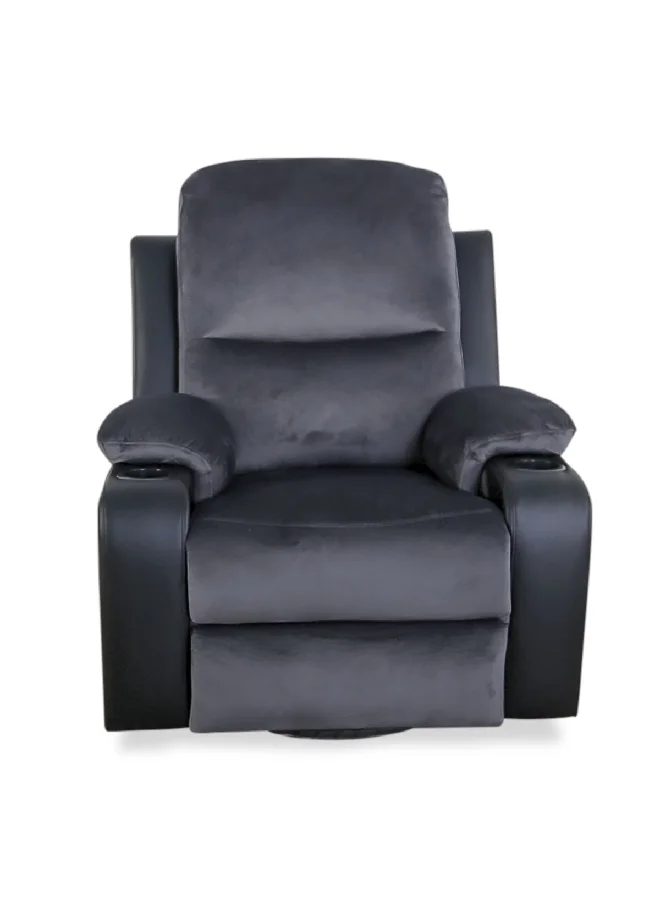 Micasa 1-Seater Swivel And Rocker Recliner Chair Grey And Black 105 X 98 X 100 Cm Milano 1Rsr Bj03