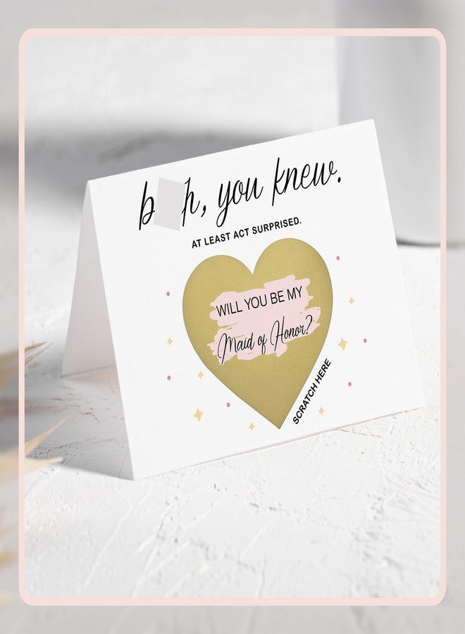 SEEBERY Maid of Honor Proposal Card - Will You Be My Maid of Honor - Funny Scratch Off Card with Envelope - Unique Maid of Honor Gift - Surprise Wedding or Bridal Shower Invitation - Image 5