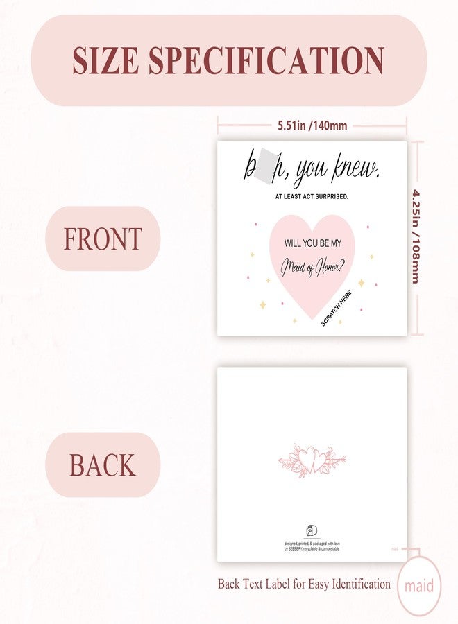 SEEBERY Maid of Honor Proposal Card - Will You Be My Maid of Honor - Funny Scratch Off Card with Envelope - Unique Maid of Honor Gift - Surprise Wedding or Bridal Shower Invitation - Image 2