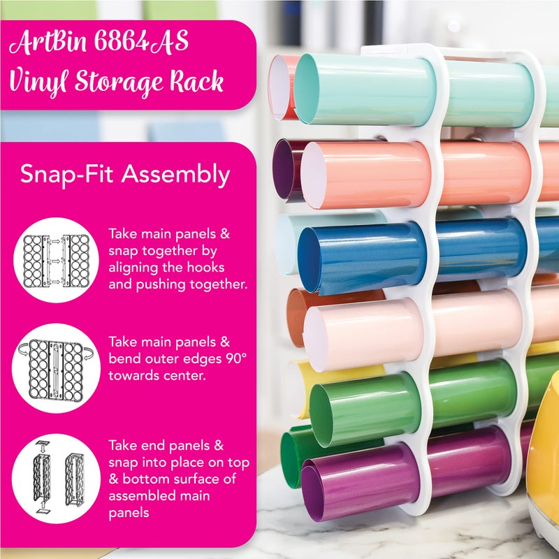 ArtBin 6864AS Vinyl Storage Rack, Stores 12 Vinyl Rolls, White - Image 2