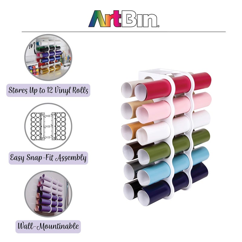 ArtBin 6864AS Vinyl Storage Rack, Stores 12 Vinyl Rolls, White - Image 3