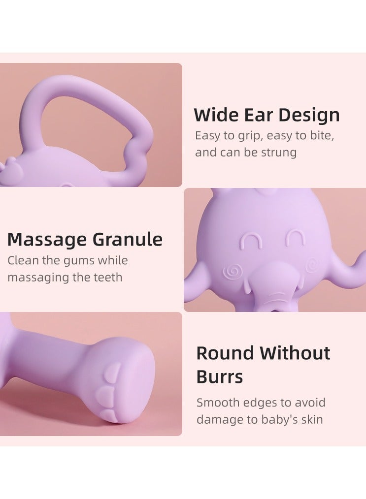 Twisoo Elephant Silicone Baby Teether - BPA-Free Food Grade Teething Toy for Infants 6-12 Months, Soft Gum Soothing Chewing Toy, Easy-to-Grasp Design ( Purple ) - Image 3