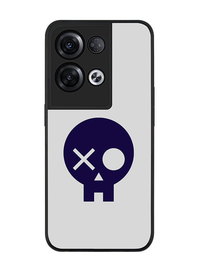 Stylizedd Rugged Black edge case for Oppo Reno8 Pro Slim fit Soft Case Flexible Rubber Edges Anti Drop TPU Gel Thin Cover - Skull Patch  - Image 1