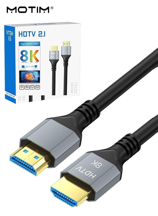 HDMI Cable 8K 1M, HDMI to HDMI Video Wire Ultra HD 3D HDMI Cord, HDMI 2.1 High-Speed 48Gbps, 8K@60Hz 4K@144Hz 2K@240Hz 1080P@360Hz, Ultra HD HDMI Cord, eARC Dynamic HDR Dolby Vision for Laptop, Computer, Monitor, Projectors, TV, PS4, PS5, Xbox, Switch, HDTV