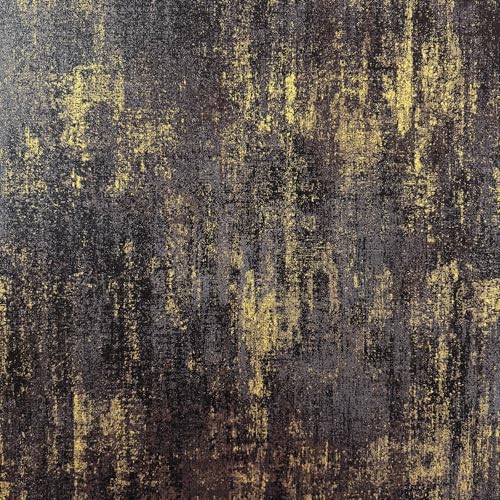 JiffDiff Vintage Metallic Peel and Stick Wallpaper Self Adhesive Industrial Metallic Concrete Wall Paper Modern Stick on Wallpaper Contact Paper(17.3" x 120" Black Gold) - Image 1