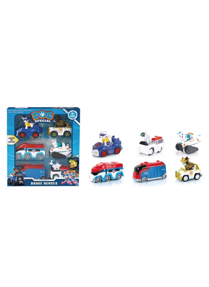 Swift 6 Pcs Dog Special Paw Patrol Cars Toy Set, 1:55 True Metal Classic Gift Pack Collectible Diecast Vehicles Pull Back Cars, Animal Kingdom Playset for Kids  - Image 3
