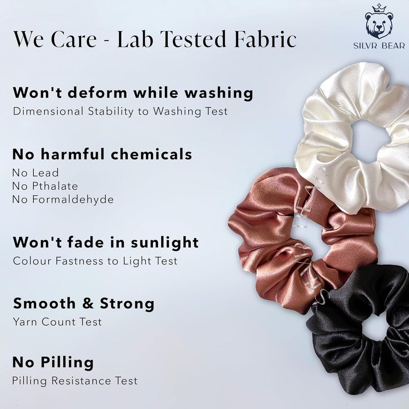Silvr Bear Luxe Satin Scrunchies for Women | Pack of 5 | Satin Silk Hair Ties | Classic Shade (Classic Shades) - Image 5