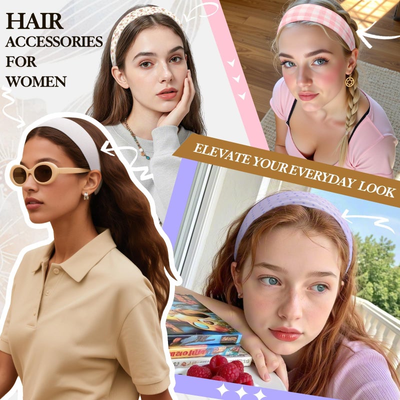 Yunaking Gift for Women 8pcs Fashion Headband: Headbands for Women Girls Valentines Day Gifts for Her Woman Soft Fabric Hairbands Hair Styling Accessories Birthday Gift Teen Girls Wife Sister Stocking Stuffers - Image 2