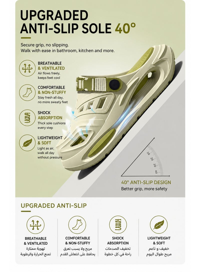 Cloud Slides for Men & Women with Removable Cushion Insole, EVA Shock Absorption, Breathable Hollow Design, Odor-Resistant Material, Lightweight Slip-On Sandals, Double-Layer Comfort Sole, Soft Non-Slip Bathroom & Beach Clogs, Quick-Dry Casual Indoor Outdoor Shoes for Summer, Home, Travel, Garden, Pool, Shower and Daily Walking - Image 2