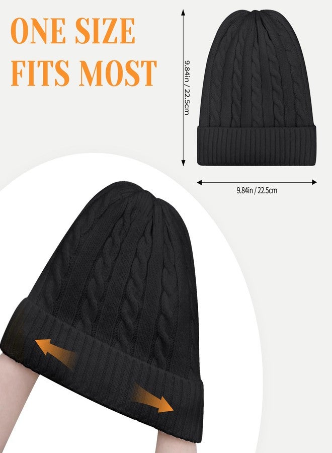 Beurlike Winter Beanie Hats for Women Fleece Lined Warm Thick Soft Stretch Knit Cap for Cold Weather(Black) - Image 2