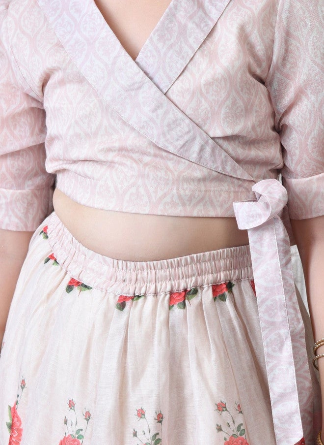 Indi-Loom Couture Girls Printed V-Neck Ready to Wear Lehenga Choli - Image 2