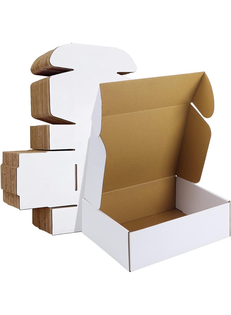HORLIMER علب شحن كرتونية بيضاء 12×9×4 بوصة – طقم 20 صندوق كرتون مموج متين للتغليف والتخزين والهدايا والتجارة الإلكترونية – سهلة التركيب بدون لاصق - Image 1