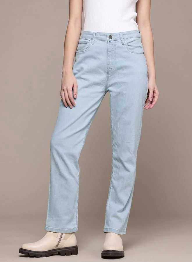 Freehand Freehand Women Straight Fit Solid Blue Jeans