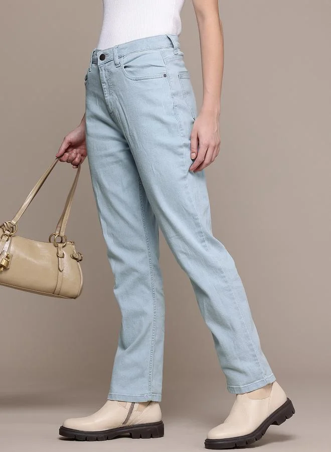 Freehand Freehand Women Straight Fit Solid Blue Jeans