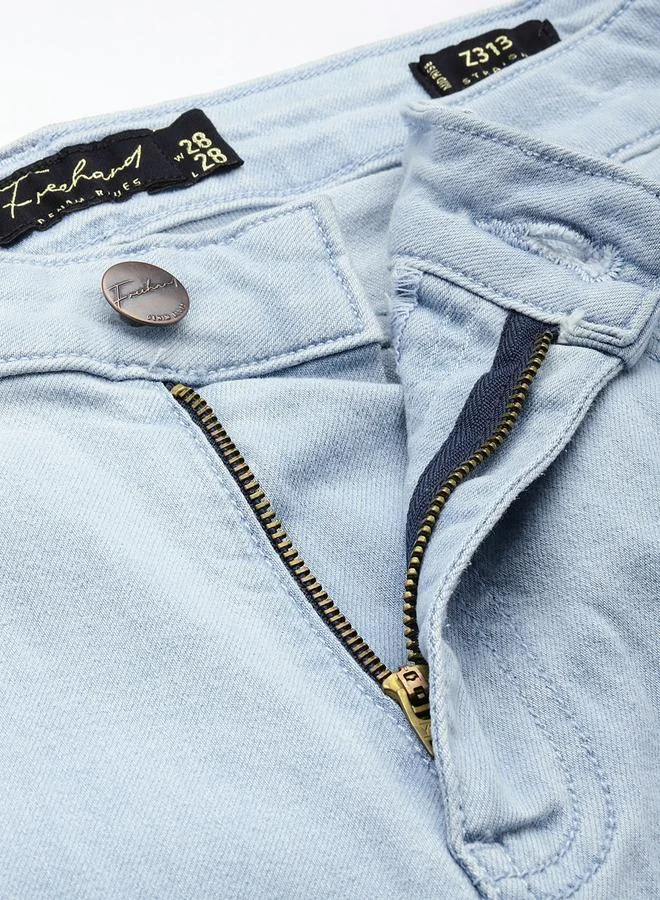 مرفوعة جينز سادة بقصة مستقيمة