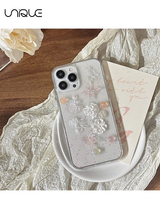 Unique For iPhone 16 Pro Max Case - 3D Rose Butterfly Glitter Phone Case - Clear Phone Case - TPU Drop Protection - Image 2