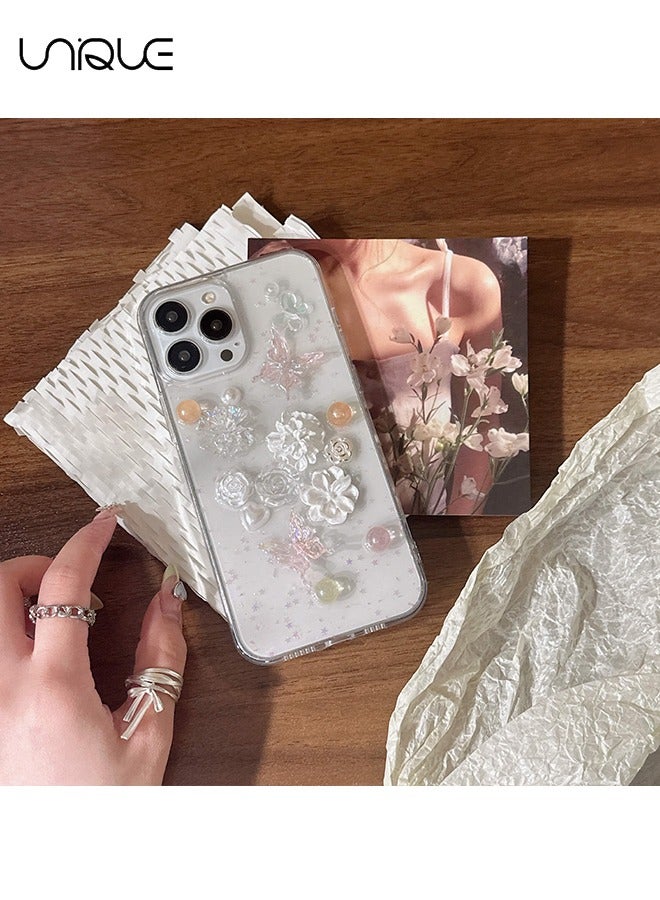 Unique For iPhone 16 Pro Max Case - 3D Rose Butterfly Glitter Phone Case - Clear Phone Case - TPU Drop Protection - Image 3