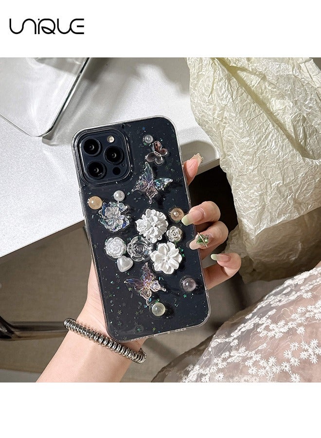 Unique For iPhone 16 Pro Max Case - 3D Rose Butterfly Glitter Phone Case - Clear Phone Case - TPU Drop Protection - Image 4
