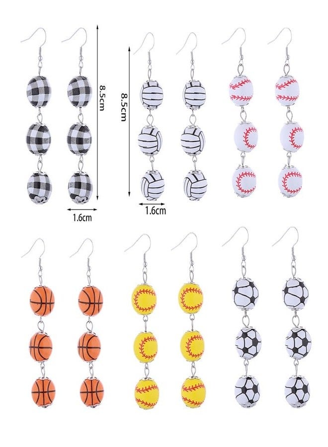 أقراط رياضية متدلية، أقراط للبيسبول وكرة السلة والكرة الطائرة وكرة القدم والرجبي، هدية مثالية لعشاق الرياضة ومحبي اللاعبين، أقراط خشبية متدلية أنيقة للنساء، خفيفة الوزن، هدية رائعة لعيد الأم - كرة السلة - Image 2