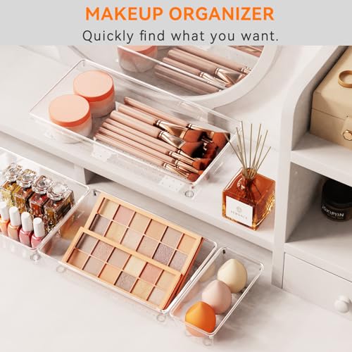 Criusia 21 Pack Large Clear Plastic Drawer Organizer Trays | BPA-Free Acrylic Organizer Bins for Large Kitchen Utensils, Bathroom, Makeup, Jewelries, Office Desk, School Supplies, Perfume - Image 5