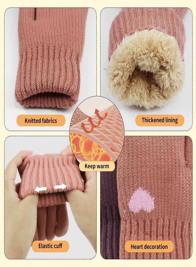 Feelorna Winter Gloves for Women, Fashion Warm Soft Touchscreen Knit Gloves for Cold Weather (Pink, One Size) - Image 3