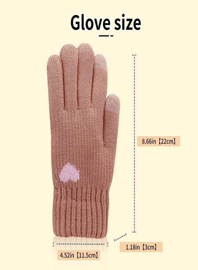 Feelorna Winter Gloves for Women, Fashion Warm Soft Touchscreen Knit Gloves for Cold Weather (Pink, One Size) - Image 2