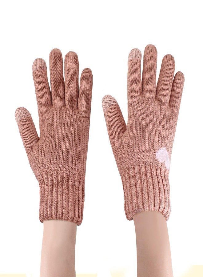 Feelorna Winter Gloves for Women, Fashion Warm Soft Touchscreen Knit Gloves for Cold Weather (Pink, One Size) - Image 1