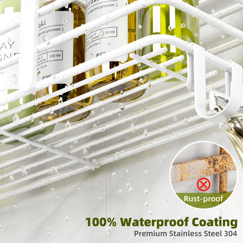 Yougai Bathroom Vanity Tray  Countertop and Vanity Tray and soap holder  3pack Shower Caddy  No Drilling Rustproof Adhesive Shower Organizer Shelves for Inside Shower  White Bathroom Tray Soap Tray - Image 3