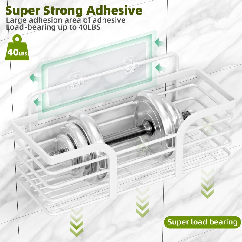 Yougai Bathroom Vanity Tray  Countertop and Vanity Tray and soap holder  3pack Shower Caddy  No Drilling Rustproof Adhesive Shower Organizer Shelves for Inside Shower  White Bathroom Tray Soap Tray - Image 5