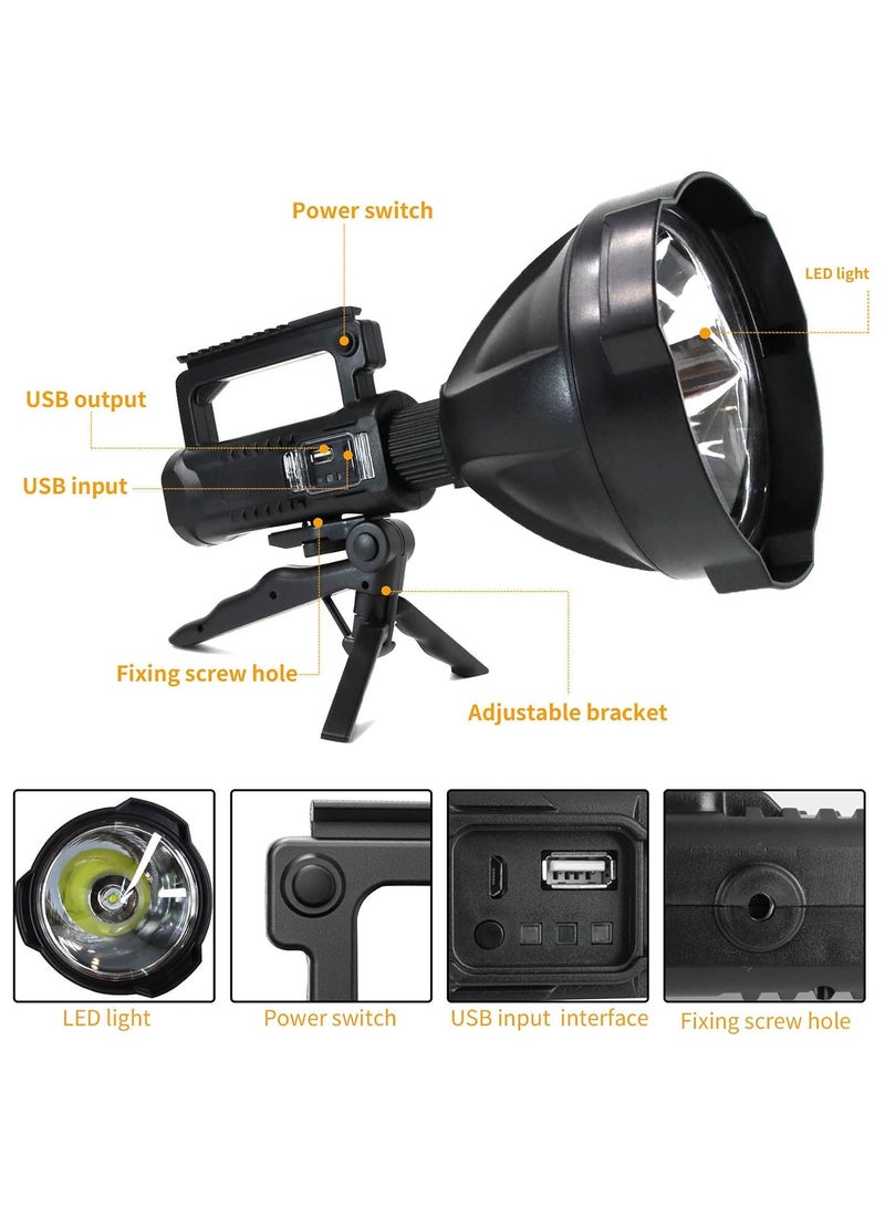 Rechargeable LED Flashlight, Super Bright 90,000 Lumens Searchlight with 4 Lighting Modes, Handheld Spotlight with Foldable Tripod for Camping, Hiking  - Image 3