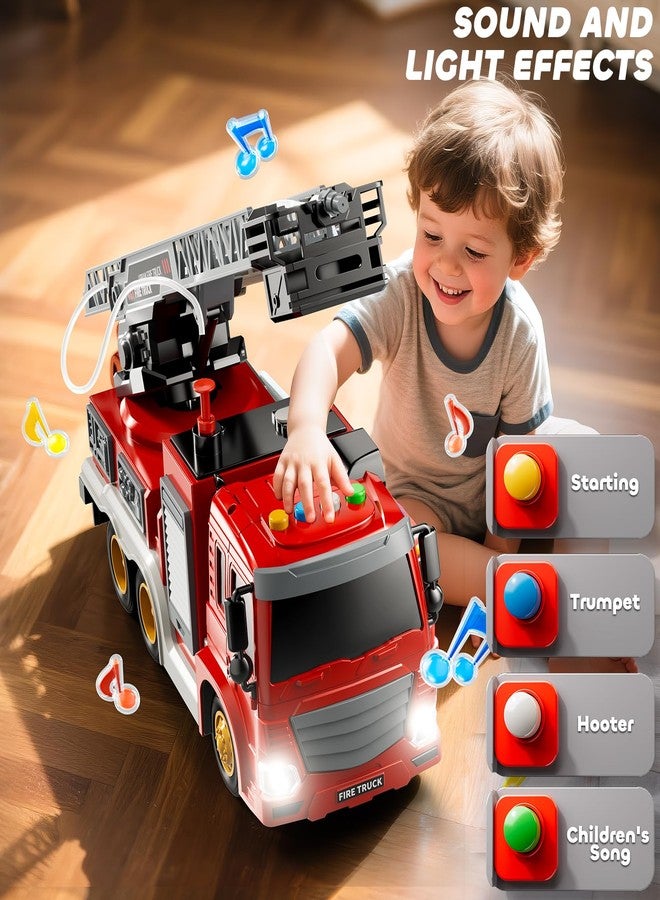 JUKUDAHU Fire Truck Toy for Kids 3 4 5 6 7 8 Years Old - Fire Trucks Playset with Rotating Ladder, Sound and Light, Vehicle Toys for Boys 5-8, City Cars Toyset, Birthday Gifts for Girls Toddlers 3+ - Image 4