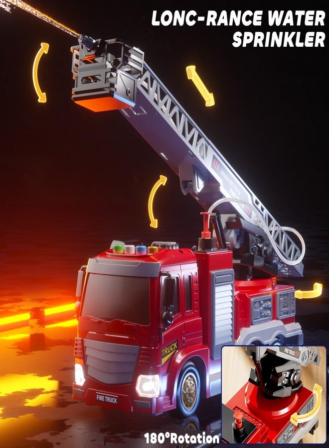JUKUDAHU Fire Truck Toy for Kids 3 4 5 6 7 8 Years Old - Fire Trucks Playset with Rotating Ladder, Sound and Light, Vehicle Toys for Boys 5-8, City Cars Toyset, Birthday Gifts for Girls Toddlers 3+ - Image 3